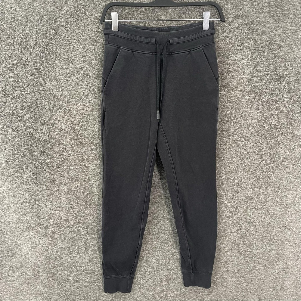 Lululemon  Ready to‎ Fleece Jogger Pants Womens 4 Black High Rise Cuffed Yoga